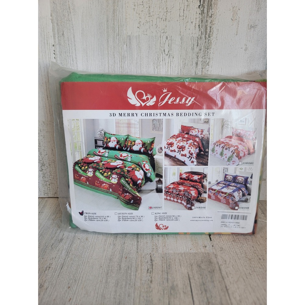 vintage Jessy 3D‎ twin size Merry Christmas bedding set Santa Claus Snowman